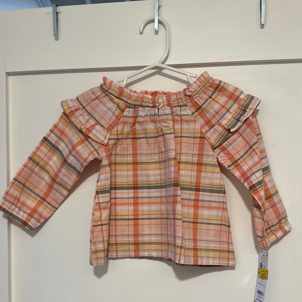 Plaid Kids Top with Ruffle Sleeves